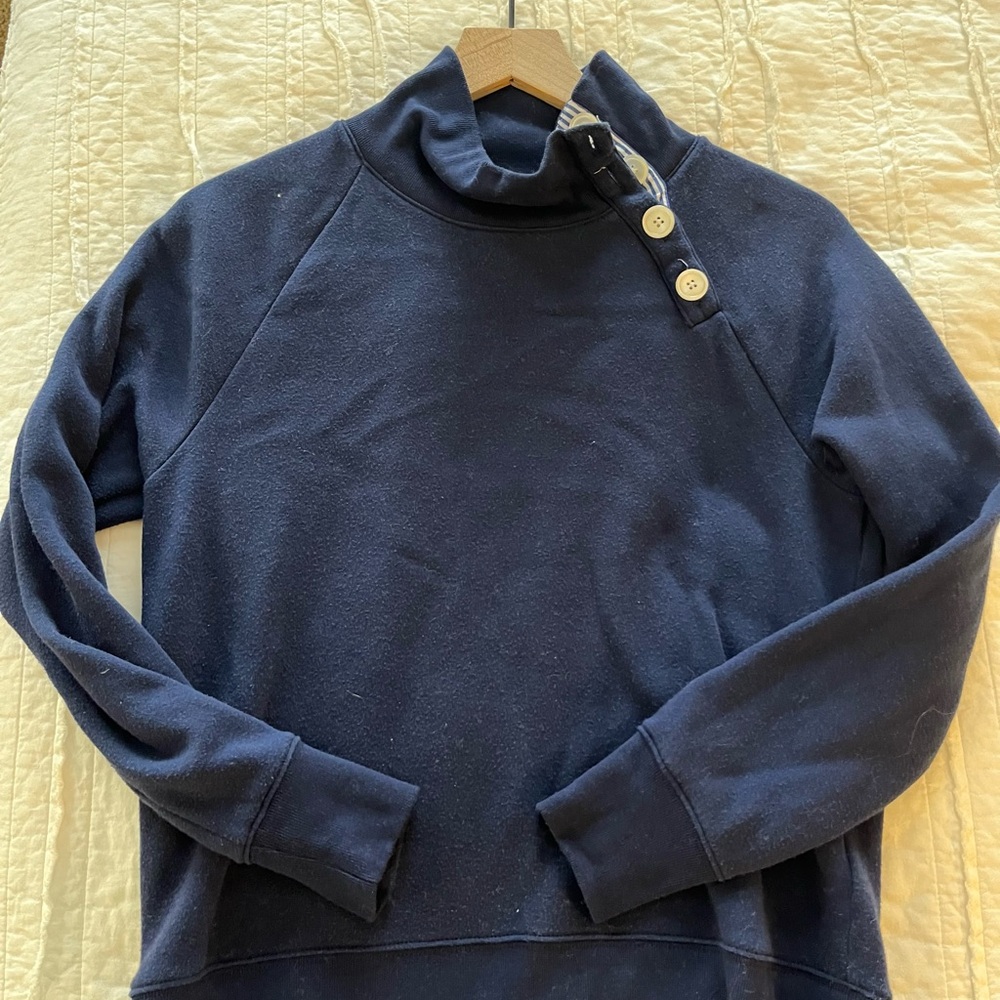 J. Crew Turtleneck Sweater in Navy with Button Detail
